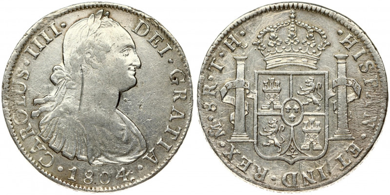 Mexico 8 Reales 1804 TH Charles IV(1788-1808). Obverse: Armored bust of Charles ...