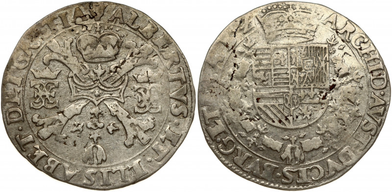 Spanish Netherlands BRABANT 1/2 Patagon (1612-21) Antwerp. Albert & Isabella (16...