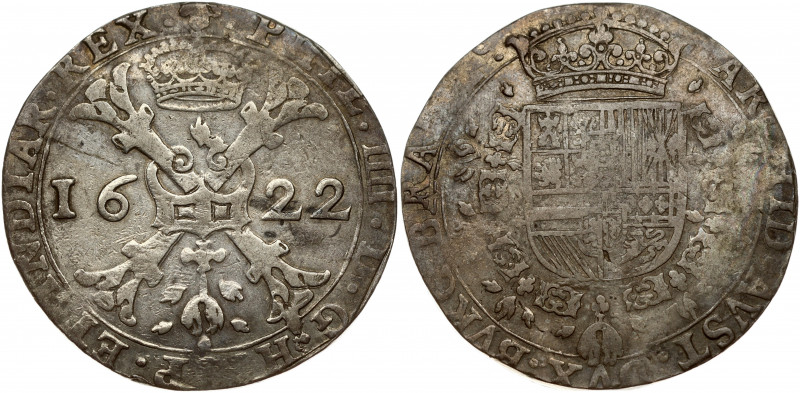 Spanish Netherlands BRABANT 1 Patagon 1622 Brussels. Philip IV(1621-1665). Obver...