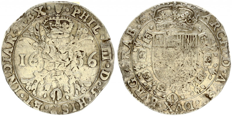 Spanish Netherlands BRABANT 1 Patagon 1636 Antwerp. Philip IV(1621-1665). Obvers...