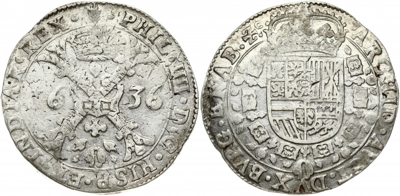 Spanish Netherlands BRABANT 1 Patagon 1636 Antwerp. Philip IV(1621-1665). Obvers...