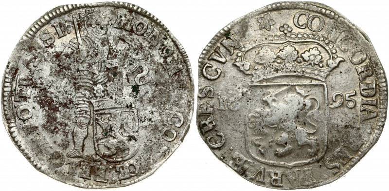 Netherlands OVERIJSSEL 1 Silver Ducat 1695 Obverse: Standing, armored knight wit...