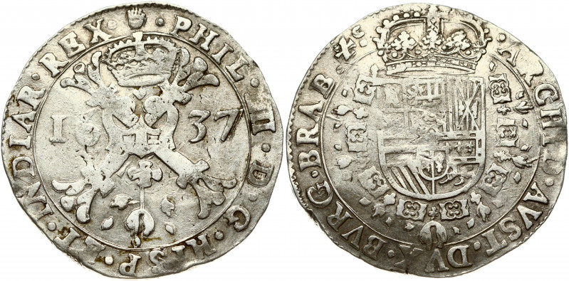 Spanish Netherlands BRABANT 1 Patagon 1637 Antwerp. Philip IV(1621-1665). Obvers...