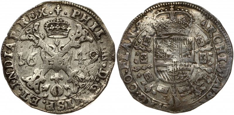 Spanish Netherlands FLANDERS 1/2 Patagon 1649 Philip IV(1621-1665). Obverse: St....