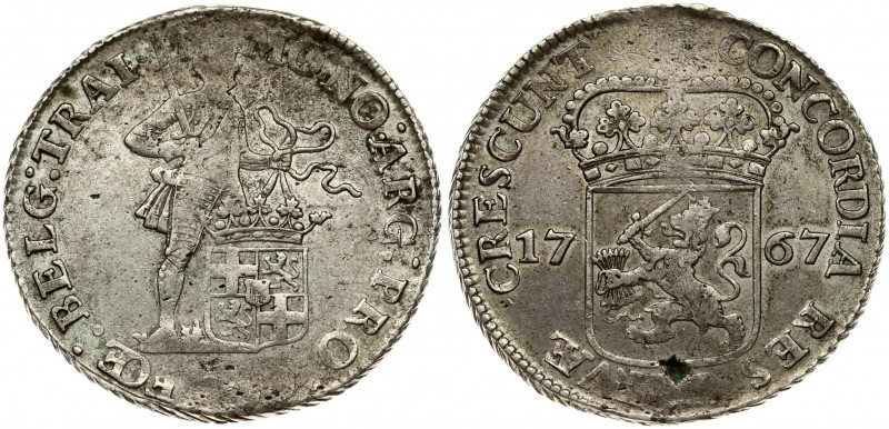 Netherlands 1 Silver Ducat 1767 UTRECHT. Av: Standing armored knight with crowne...