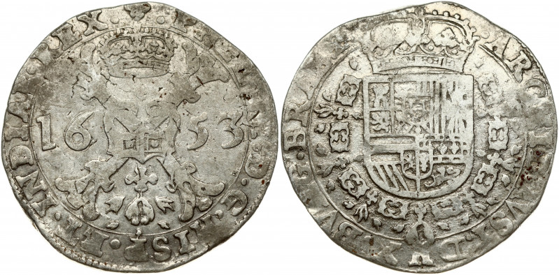 Spanish Netherlands BRABANT 1 Patagon 1653 Brussels. Philip IV(1621-1665). Obver...