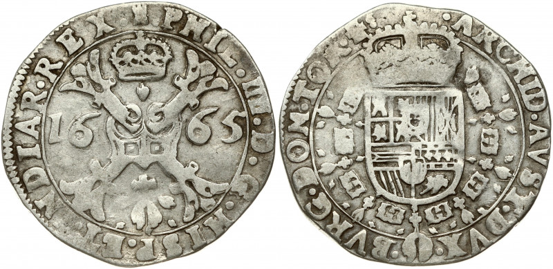 Spanish Netherlands TOURNAI 1/2 Patagon 1665 Philip IV(1621-1665). Obverse: St. ...