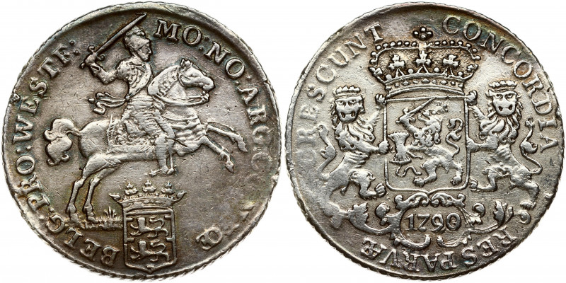 Netherlands WEST FRIESLAND 1/2 Ducaton 1790/89 Obverse: Armored knight on horse ...