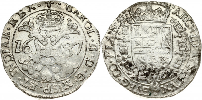 Spanish Netherlands FLANDERS 1 Patagon 1687 Charles II(1665-1700). Obverse: St. ...