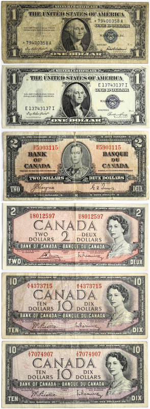 USA & Canada 1-10 Dollars (1935-1957) Banknotes. Obverse: Portrait of George Was...