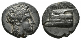 BITHYNIA, Kios. Circa 345-315 BC. AR Drachm (16.9mm, 5.1g). Nikas, magistrate. Laureate head of Apollo right / Prow of galley left; NIKAΣ above.