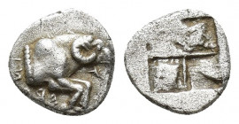 TROAS, Kebren. 5th century BC. AR Obol (8mm, 0.4 g). Forepart of a ram right / Quadripartite incuse square.