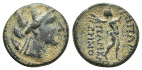 Phrygia, Apameia. Civic issue. 133-48 B.C. AE (16.4 mm, 3.4 g). magistrate Pankr.. son of Zeno. Bust of Artemis-Tyche right wearing mural headdress an...