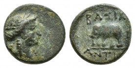 SELEUKID KINGS OF SYRIA. Antiochos III ‘the Great’, 223-187 BC. AE (11.7 mm, 1.7 g), Sardes. Laureate head of Apollo to right. Rev. BAΣIΛΕΩΣ - ANTIΟΧΟ...