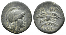 MYSIA. Pergamon. Ae (Circa 200-133 BC). (16.8mm, 2.7g) Obv: Helmeted head of Athena right, with star on helmet. Rev: AΘHNAΣ / K Σ / NIKHΦOPOY. Owl sta...