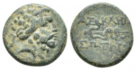 MYSIA, Pergamon. Mid-late 2nd century BC. Æ (16.5mm, 4.1 g). Laureate head of Asklepios right / Serpent-staff.