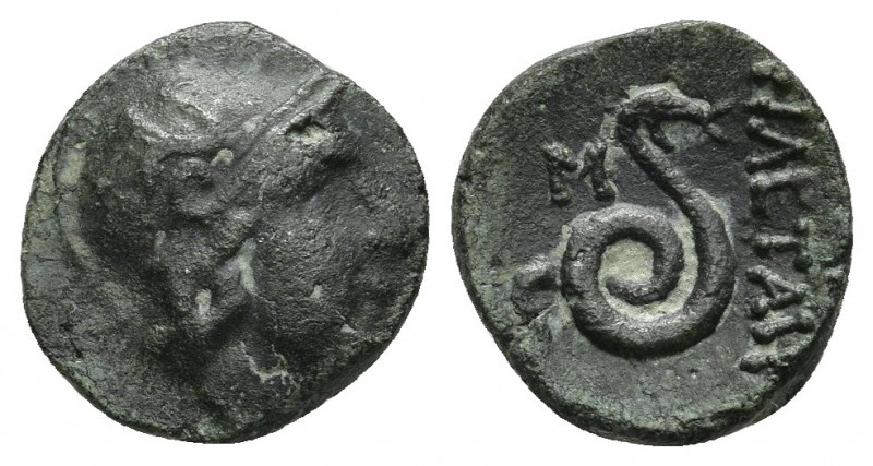 MYSIA, Pergamon. Philetairos 282-263 BC. Bronze Æ 13.9 mm, 2.28 g Helmeted head ...