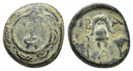 Macedonian Kingdom. Alexander III 'the Great'. 336-323 B.C. Æ (14.9 mm, 3.9 g). Sardis, ca. 325-302 B.C. Macedonian shield, central boss decorated wit...