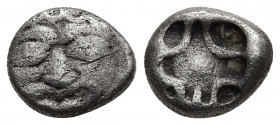 Mysia, Parion AR Drachm. Circa 550-520 BC. (12.9mm, 2.73 g) Facing head of gorgoneion with open mouth and protruding tongue / Irregular incuse punch.