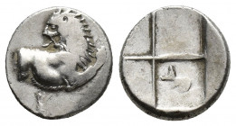 Thrace, Chersonesos, c. 386-338 BC. AR Hemidrachm (13.2mm, 2.5 g). Forepart of lion r., head l. R/ Quadripartite incuse square with alternating raised...