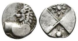 THRACE, Chersonesos. Circa 386-338 BC. AR Hemidrachm (12.9mm, 2.4 g). Forepart of lion right, head left / Quadripartite incuse square with alternating...