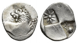 THRACE, Chersonesos. Circa 386-338 BC. AR Hemidrachm (13.5mm, 2.3 g). Forepart of lion right, head left / Quadripartite incuse square with alternating...