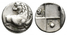THRACE, Chersonesos. Circa 386-338 BC. AR Hemidrachm (12.9mm, 2.4 g). Forepart of lion right, head reverted / Quadripartite incuse square with alterna...