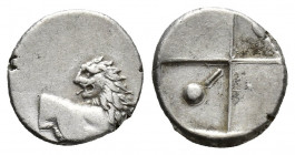 THRACE, Chersonesos. Circa 386-338 BC. AR Hemidrachm (12mm, 2.4 g). Forepart of lion right, head reverted / Quadripartite incuse square with alternati...