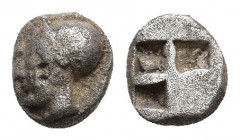 IONIA, Phokaia. Circa 625/0-522 BC. AR Obol (8.3mm, 1.26 g) Female/ Athena head left, wearing helmet or close fitting cap Quadripartite incuse square