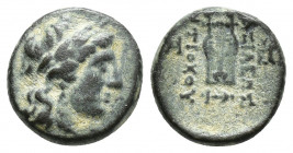 SELEUKID KINGDOM. Antiochos II Theos (261-246 BC). Ae. Sardes. (12.9mm, 2.5g ) Laureate head of Apollo right. Rev: BAΣIΛΕΩΣ / ANTIΟΧΟΥ. Lyre. Exergue,...
