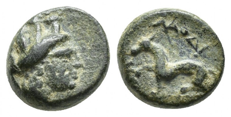 Phrygia, Laodicea ad Lycum. Before 133 BC. AE (10.8mm, 2.1g). Turreted head of T...