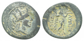 Phrygia, Apameia. Civic issue. 133-48 B.C. AE (21.5 mm, 5.7 g). magistrate Pankr.. son of Zeno. Bust of Artemis-Tyche right wearing mural headdress an...