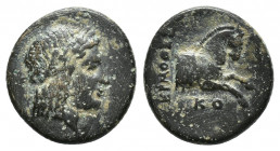 IONIA. Kolophon. Ae Dichalkon (Circa 330-285 BC). (13.6mm, 2.3g ) Ermothes, magistrate. Obv: Laureate head of Apollo right. Rev: EPMOΘE / KO. Forepart...