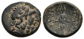 Phrygia, Apameia. AE (20.8 mm, 7.69 g), after 133 BC. Obv. Laureate head of Zeus right. Rev. AΠAMEΩN HPAKΛEI EΓΛO, cult-statue of Artemis Anaitis seen...
