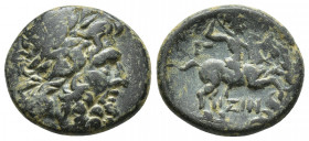PISIDIA. Isinda. Ae (2nd-1st centuries BC). (18.3mm, 6.2g) Obv: Laureate head of Zeus right. Rev: ΙΣΙΝ. Warrior on prancing horse right, weilding spea...