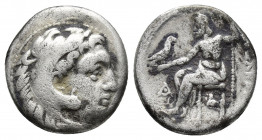 KINGS OF MACEDON. Alexander III ‘the Great’, 336-323 BC. Drachm (16.3mm, 4.00 g), Sardes, struck under Menander or Kleitos, circa 322-319/8. Head of H...