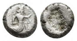 PERSIA. Achaemenid Empire. Xerxes II to Artaxerxes II. Ca. 420-375 B.C. AR 1/4 siglos (8.4mm, 1.5 g). Persian king or hero right, in kneeling-running ...