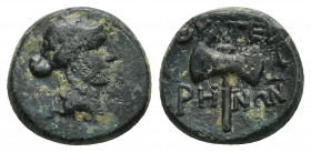 Lydia, Thyatira, 2nd century BC. Æ (14.9mm, 3.39g). Laureate head of Apollo r. R/ ΘYATEI / PHN - ΩN Labrys