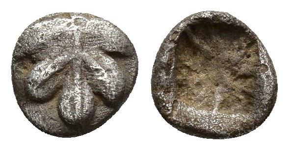 Rhodos, Kamiros AR Obol. Circa 500-460 BC. (7.5mm, 0.4 g) Fig leaf / Rough incus...