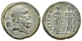 PHRYGIA. Hierapolis. Pseudo-autonomous (2nd-3rd centuries). Ae. (23.4mm, 8.7 g) Obv: Bare and bearded head of Herakles right, with club over shoulder....