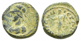 Phrygia. Hierapolis. Pseudo-autonomous, AE (12.3mm, 2.2 g) Obv. helmeted bust of Athena wearing aegis, l. / Rev: ΙƐΡΑΠΟΛƐΙΤΩΝ, Nike advancing, l., hol...
