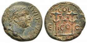 LYCAONIA. Iconium. Titus, as Caesar, 69-79. Assarion (17.8 mm, 5.3 g ). T CAES IMP PONT Laureate head of Titus to right. Rev. COL / ICO//NIEN Star bet...