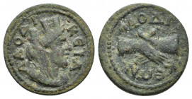PHRYGIA, Laodicea ad Lycum. Pseudo-autonomous issue. temp. The Severans, AD 193-235. Æ (18.6mm, 3.3 g). Turreted, draped, and veiled bust of Tyche rig...