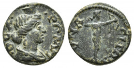 PHRYGIA. Synaus. Pseudo-autonomous. Time of Vespasian to Hadrian (69-138). Ae. (15.8mm, 2.8g ) Obv: ΘЄΑ ΡΩΜΗ. Draped bust of Roma right, wearing modiu...