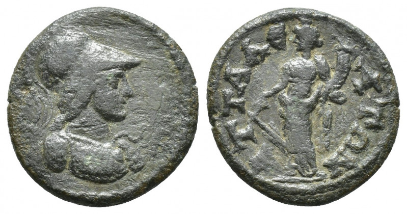 LYDIA. Attalea. Pseudo-autonomous (Circa 180-218). Ae. (18.1mm, 2.9g ) Obv: Helm...