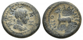 LYDIA. Hierocaesaraea. Pseudo-autonomous. Ae (Mid 1st-mid 2nd century AD). (17.3mm, 4.1 g) Obv: ΠEPCIKH. Draped bust of Artemis right, bow and quiver ...