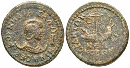 Pamphylia. Side, Salonina. Æ Decassarion (29.6mm, 21.1 g), Augusta, AD 254-268. KOPNHΛIA CAΛΩ_NINA CEB, diademed and draped bust of Salonina right, re...