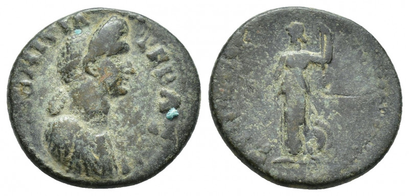 Ionia. Kolophon, Domitia (Augusta) AE (18.5mm, 3.9 g) Obv: ΔΟΜΙΤΙΑ ϹƐΒΑϹΤΗ; drap...