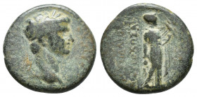 PHRYGIA. Hierapolis. Augustus (27 BC-14 AD). Ae. (18.9mm, 5.3 g) Obv: ΣΕΒΑΣΤΟΣ. Bare head right. Rev: Apollo standing right, holding plectrum and lyre...