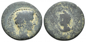 PHRYGIA. Siblia. Augustus (27 BC-14 AD). Ae. (20.9mm, 5.2 g) Ioulios Kallikles, son of Kallistratos, magistrate. Obv: ΣΕΒΑΣTOΣ. Bare head of Augustus ...